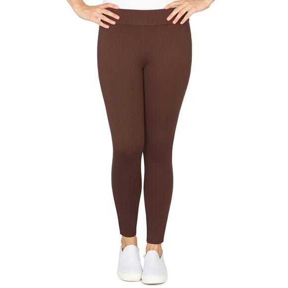 Ruby Rd Women's Pull on Elastic Waistband Stretch Ponte Leggings Pants in Brown - Picture 1 of 6